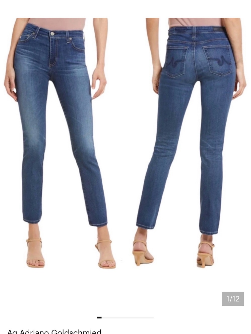 Ag Adriano Goldschmied Cropped Slim Straight Jeans in Denim Blue